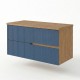 EVA Chêne naturel et tiroirs Bleu Mer cannelé - Largeur 100 cm
