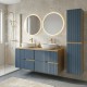 EVA Chêne naturel et tiroirs Bleu Mer cannelé - Largeur 120 cm + 1 colonne