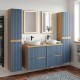 EVA Chêne naturel et tiroirs Bleu Mer cannelé - Largeur 120 cm + 2 colonnes