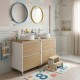 LISBONA meuble double vasque à poser 4 tiroirs Blanc Chêne naturel 120 cm