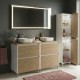 LISBONA meuble double vasque à poser 4 tiroirs Blanc Chêne naturel 120 cm