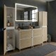 LISBONA meuble double vasque à poser 4 tiroirs Blanc Chêne naturel 120 cm