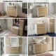 LISBONA meuble double vasque à poser 4 tiroirs Blanc Chêne naturel 120 cm