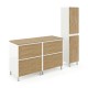 LISBONA meuble plan vasque 4 tiroirs Blanc Chêne naturel 120 cm + 1 colonne