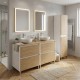 LISBONA meuble plan vasque 4 tiroirs Blanc Chêne naturel 120 cm + 1 colonne