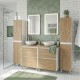 LISBONA meuble plan vasque 4 tiroirs Blanc Chêne naturel 120 cm + 2 colonnes