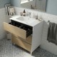 LISBONA meuble vasque 3 tiroirs Blanc / Chêne naturel 60 cm