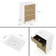 LISBONA meuble vasque 3 tiroirs Blanc / Chêne naturel 60 cm