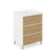 LISBONA meuble vasque 3 tiroirs Blanc / Chêne naturel 60 cm