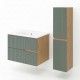 EVA Chêne naturel et tiroirs Vert sauge cannelé - Largeur 60 cm + 1 colonne