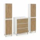 LISBONA meuble vasque 3 tiroirs Blanc / Chêne naturel 60 cm + 2 colonnes