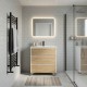 LISBONA meuble vasque 3 tiroirs Blanc / Chêne naturel 80 cm