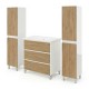 LISBONA meuble vasque 3 tiroirs Blanc / Chêne naturel 80 cm + 2 colonnes