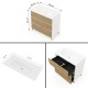 LISBONA meuble vasque 3 tiroirs Blanc / Chêne naturel 100 cm