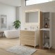 LISBONA meuble vasque 3 tiroirs Blanc / Chêne naturel 100 cm