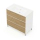 LISBONA meuble vasque 3 tiroirs Blanc / Chêne naturel 100 cm