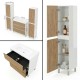 LISBONA meuble vasque 3 tiroirs Blanc / Chêne naturel 100 cm + 2 colonnes