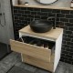 LISBONA meuble plan vasque 3 tiroirs Blanc / Chêne naturel 60 cm