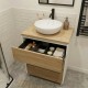 LISBONA meuble plan vasque 3 tiroirs Blanc / Chêne naturel 60 cm