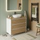 LISBONA meuble plan vasque 3 tiroirs Blanc / Chêne naturel 80 cm