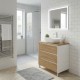 LISBONA meuble plan vasque 3 tiroirs Blanc / Chêne naturel 80 cm