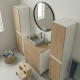 LISBONA meuble plan vasque 3 tiroirs Blanc / Chêne naturel 80 cm