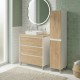LISBONA meuble plan vasque 3 tiroirs Blanc / Chêne naturel 80 cm + 1 colonne