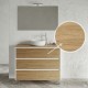 LISBONA meuble plan vasque 3 tiroirs Blanc / Chêne naturel 100 cm