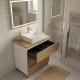 LISBONA meuble plan vasque 3 tiroirs Blanc / Chêne naturel 100 cm
