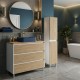 LISBONA meuble plan vasque 3 tiroirs Blanc / Chêne naturel 100 cm