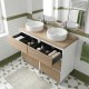 LISBONA meuble plan double vasque 6 tiroirs Blanc / Chêne naturel 120 cm