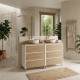 LISBONA meuble plan double vasque 6 tiroirs Blanc / Chêne naturel 120 cm