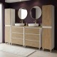 LISBONA meuble plan double vasque 6 tiroirs Blanc / Chêne naturel 120 cm + 2 colonnes