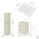 LISBONA meuble vasque 3 tiroirs Chêne blanchi 60 cm + 1 colonne