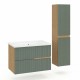 EVA Chêne naturel et tiroirs Vert sauge cannelé - Largeur 80 cm + 1 colonne