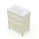 LISBONA meuble vasque 3 tiroirs Chêne blanchi 80 cm
