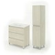 LISBONA meuble vasque 3 tiroirs Chêne blanchi 80 cm + 1 colonne