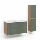 EVA Chêne naturel et tiroirs Vert sauge cannelé - Largeur 100 cm + 1 colonne