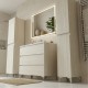 LISBONA meuble vasque 3 tiroirs Chêne blanchi 100 cm + 2 colonnes