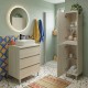 LISBONA meuble plan vasque 3 tiroirs Chêne blanchi 60 cm + 1 colonne