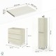 LISBONA meuble plan vasque 3 tiroirs Chêne blanchi 80 cm + 2 colonnes
