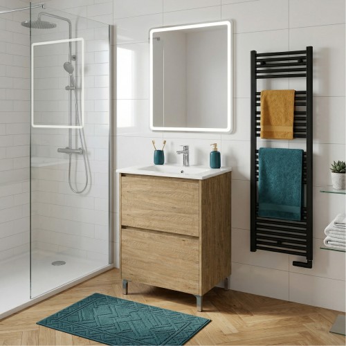 LISBONA meuble vasque 2 tiroirs Chêne naturel 60 cm