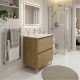LISBONA meuble vasque 2 tiroirs Chêne naturel 60 cm
