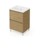 LISBONA meuble vasque 2 tiroirs Chêne naturel 60 cm