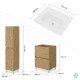LISBONA meuble vasque 2 tiroirs Chêne naturel 60 cm + 1 colonne