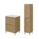 LISBONA meuble vasque 2 tiroirs Chêne naturel 60 cm + 1 colonne