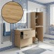 LISBONA meuble vasque 2 tiroirs Chêne naturel 60 cm + 1 colonne