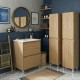 LISBONA meuble vasque 2 tiroirs Chêne naturel 60 cm + 2 colonnes