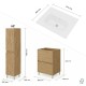 LISBONA meuble vasque 2 tiroirs Chêne naturel 60 cm + 2 colonnes