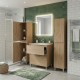 LISBONA meuble vasque 2 tiroirs Chêne naturel 60 cm + 2 colonnes